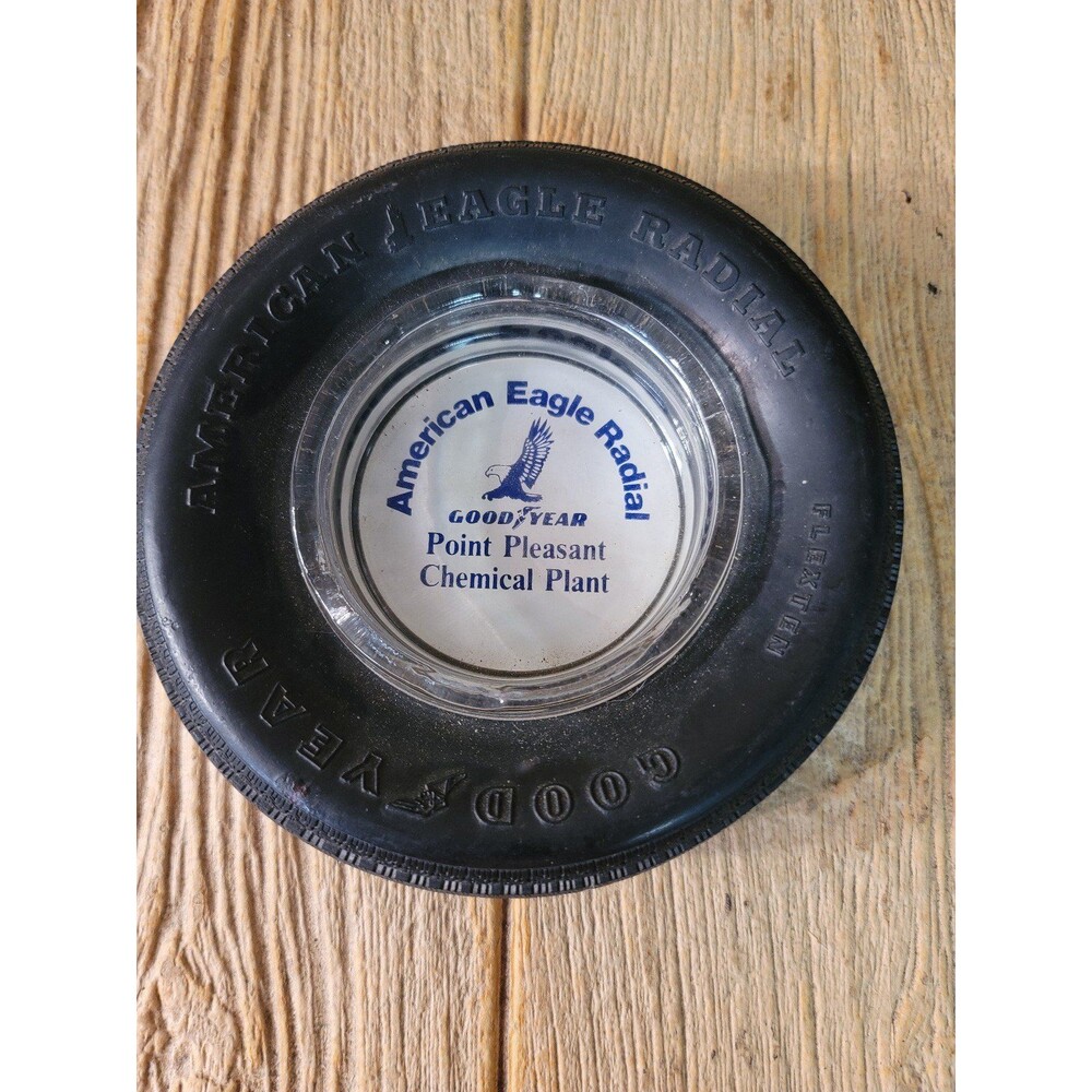 Vintage Goodyear American Eagle Radial Flexten Tire Ashtray, Point Pleasant.
